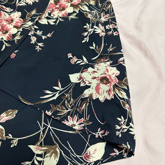 West Kei Navy Floral Faux Wrap Skirt - Picture 5 of 13